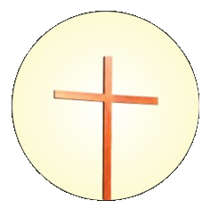 A simple wooden Christian cross centered on a light circular background. A simple wooden Christian cross centered on a light circular background.